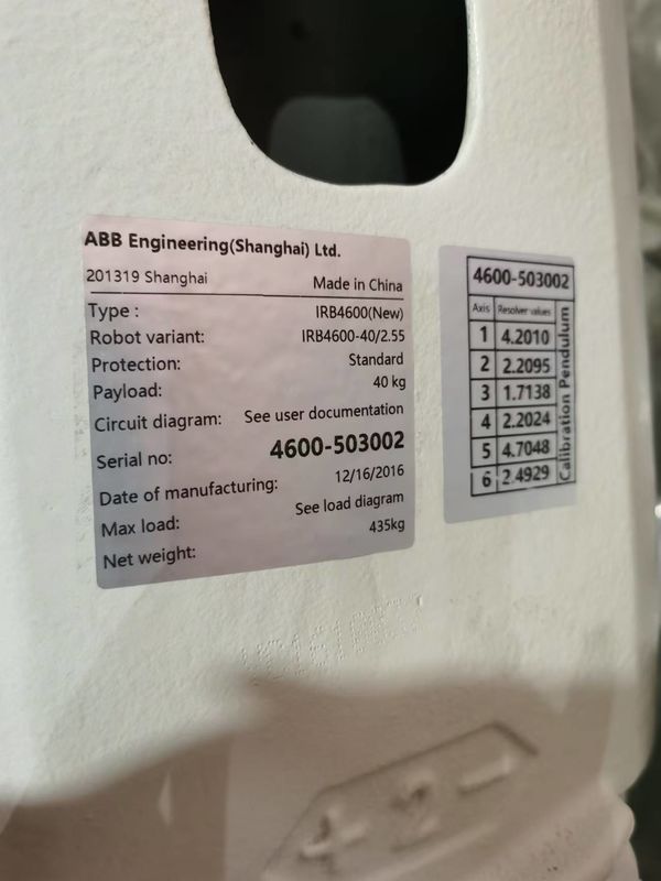 ABB IRB 4600-40/2.05 IP67 6-άξονας 40kg μέσο ωφέλιμο φορτίο ABB ρομπότ για εφαρμογές αποσβέσματος και επιλογής και τοποθέτησης μηχανών.